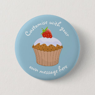 Badge Rond 5 Cm Coupe de fraise de texte personnalisé