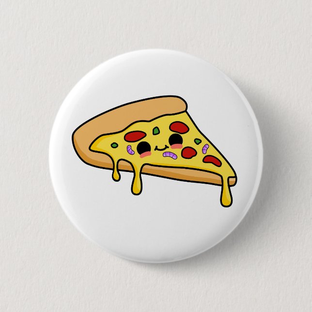 Badge Rond 5 Cm Coupe de pizza Cute Kawaii (Devant)
