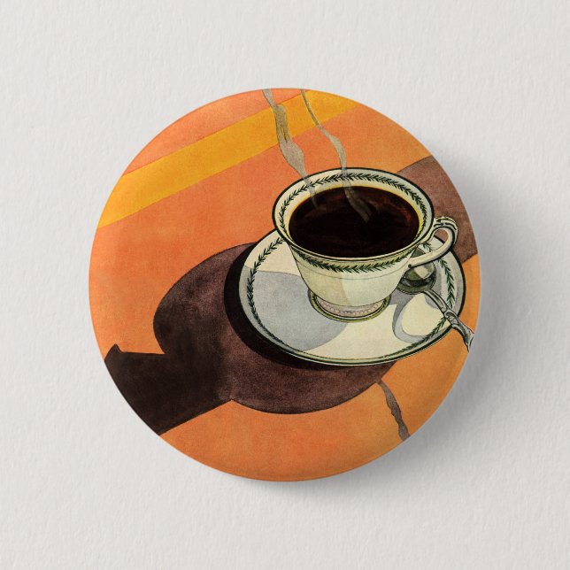 Badge Rond 5 Cm Coupe vintage de café, soucoupe, cuillère, dîner r (Devant)