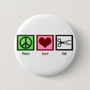 Badge Rond 5 Cm Coupes de cheveux Peace Love