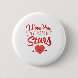 Badge Rond 5 Cm Couple Art Je T'Aime Plus Que Toutes Les Étoiles