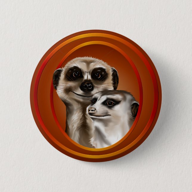 Badge Rond 5 Cm Couple-Boutons de Meerkat (Devant)