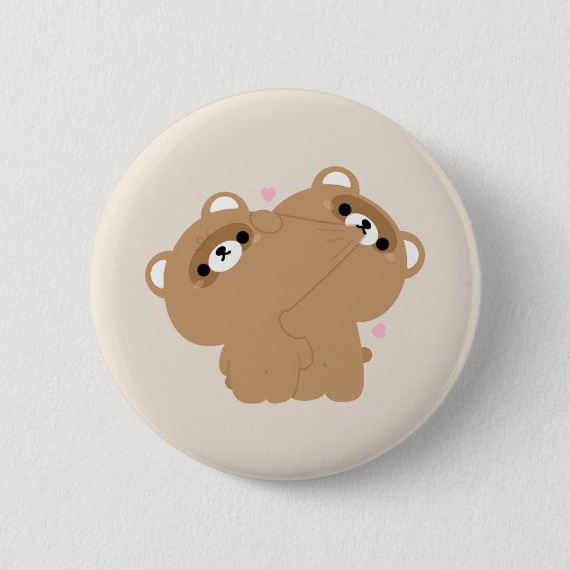 Badge Rond 5 Cm Couple castor mignon (Devant)