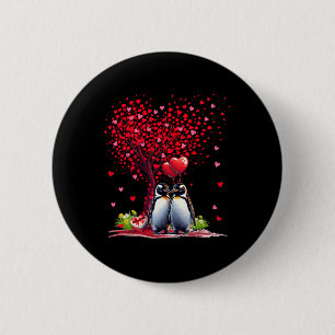 Badge Rond 5 Cm Couple de manchots Cotume arbre de la Saint-Valent