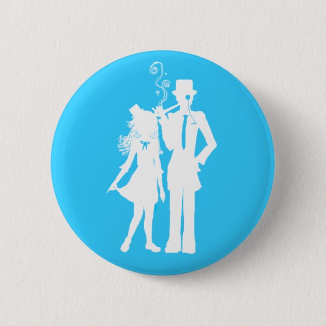 Badge Rond 5 Cm Couple élégant et approprié (Devant)