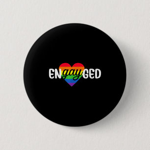 Badge Rond 5 Cm Couple gay fiancé drôle de fête de fiançailles arc