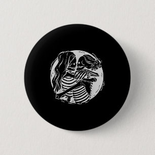 Badge Rond 5 Cm Couple lesbien Fierté Lgbtq Squelettes S'embrassan