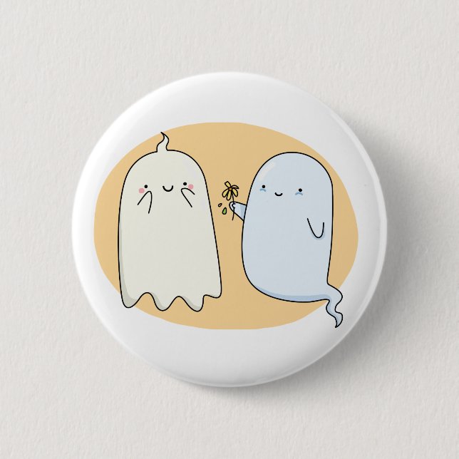 Badge Rond 5 Cm Couple migre Kawaii Ghost (Devant)