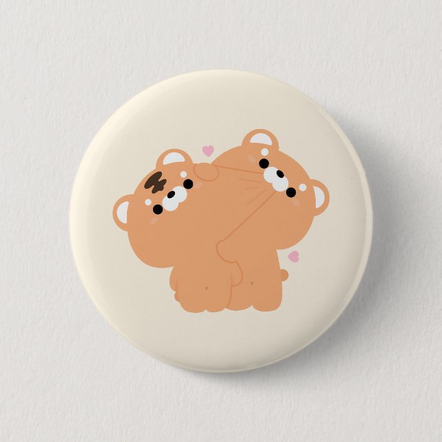 Badge Rond 5 Cm Couple Tigre mignon (Devant)