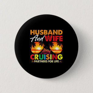 Badge Rond 5 Cm Couples assortis mari femme en croisière 2025 Croi