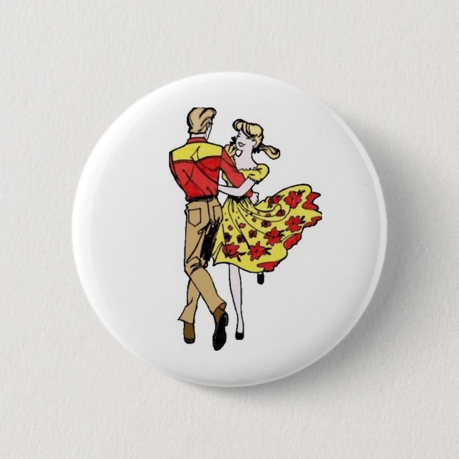 Badge Rond 5 Cm Couples de danse carrée (Devant)
