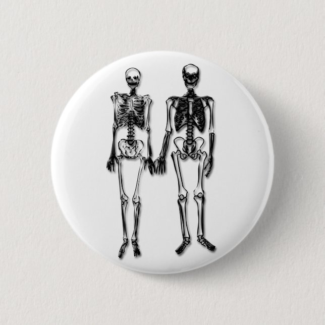 Badge Rond 5 Cm Couples squelettiques (Devant)