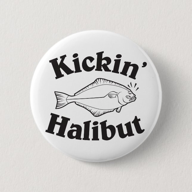 Badge Rond 5 Cm Coups de pied du flétan (Devant)