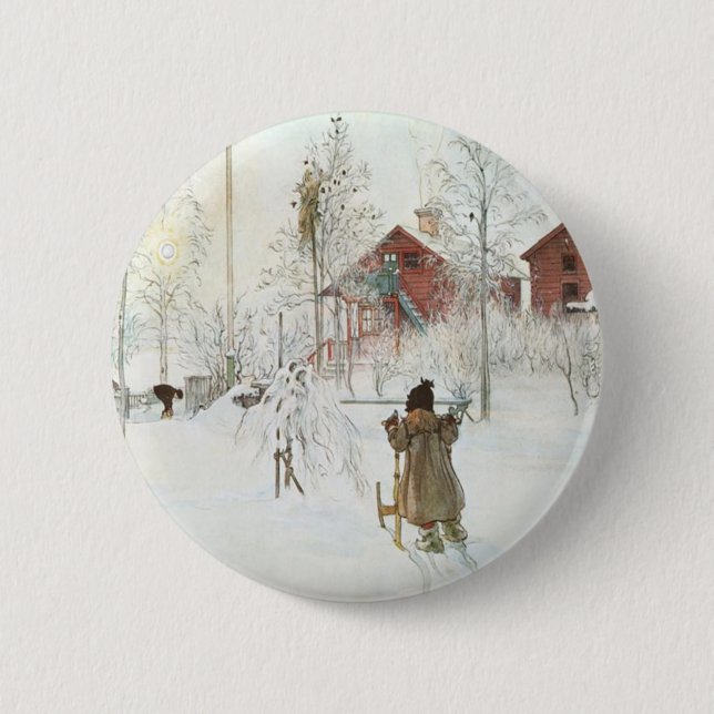 Badge Rond 5 Cm Cour de Carl Larsson et la Chambre de lavage (Devant)