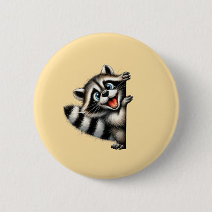 Badge Rond 5 Cm Courbe de Noël adorable Raccoon - Gif de Noël mign