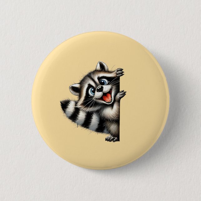 Badge Rond 5 Cm Courbe de Noël adorable Raccoon - Gif de Noël mign (Devant)