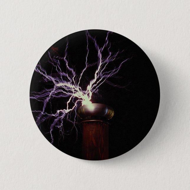 Badge Rond 5 Cm Courber de bobine de Tesla (Devant)