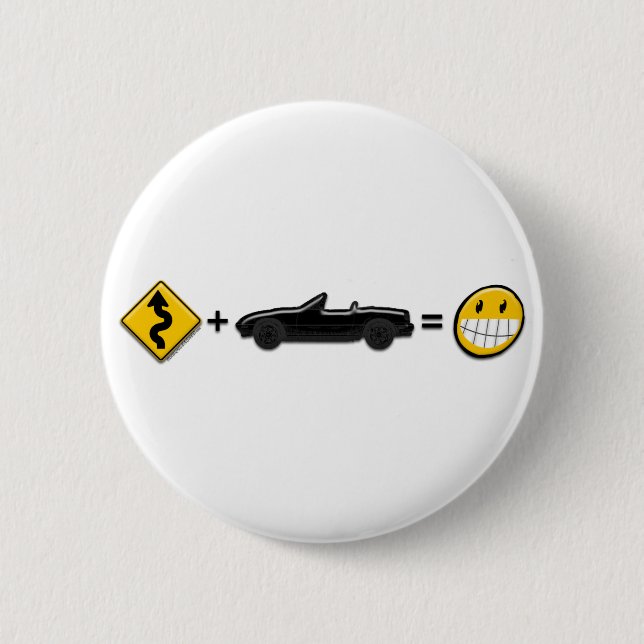 Badge Rond 5 Cm Courbes + MX5 = amusement (Devant)