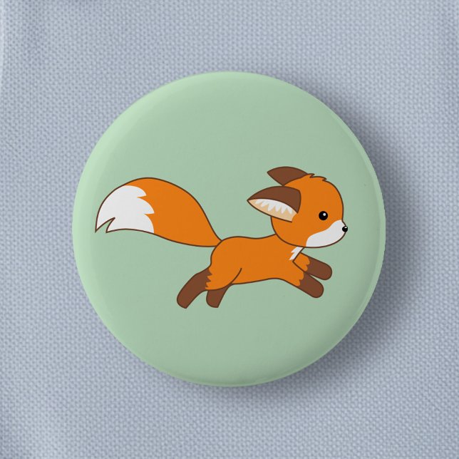 Badge Rond 5 Cm Coureur de renard mignon sur vert (Créateur téléchargé)