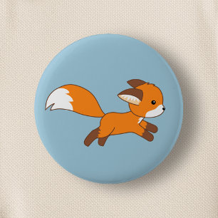 Badge Rond 5 Cm Coureur de renard sur bleu