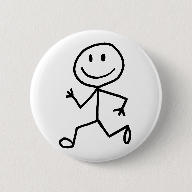 Badge Rond 5 Cm Coureur de Stickman (Devant)