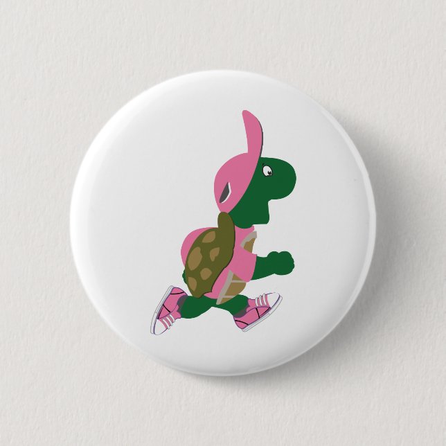 Badge Rond 5 Cm Coureur de tortue mûre dans PInk (Devant)