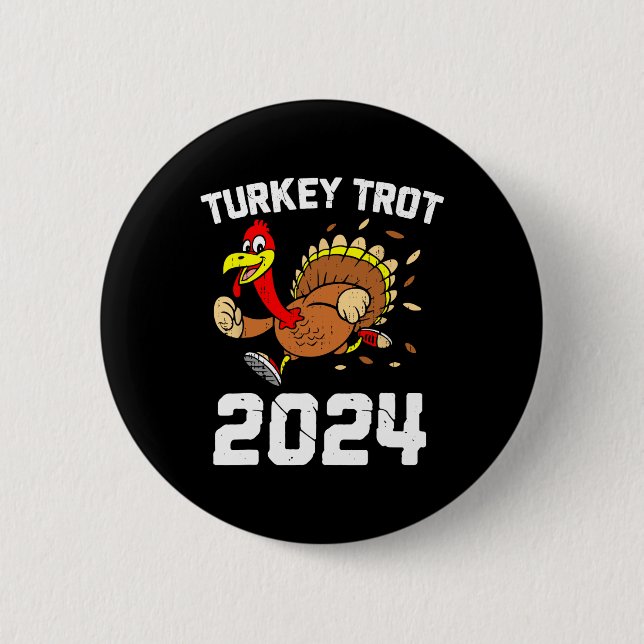 Badge Rond 5 Cm Courir La Turquie Trot Thanksgiving 2024 Pour Les  (Devant)