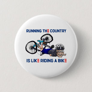 Badge Rond 5 Cm Courir Le Pays, C'Est Comme Faire Un Vélo Drôle Bi