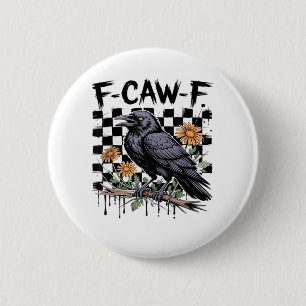 Badge Rond 5 Cm Courlis Floral, F-Caw-F Oiseau Drôle FCAWF Gothiqu
