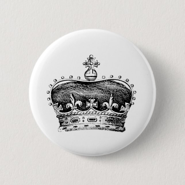 Badge Rond 5 Cm Couronne (Devant)