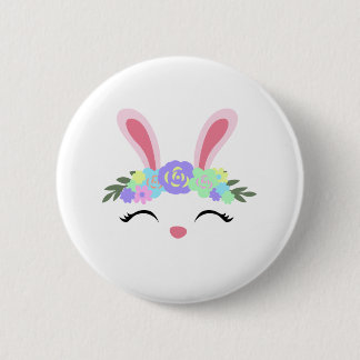 Badge Rond 5 Cm Couronne de fleur de lapin