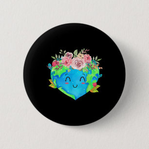 Badge Rond 5 Cm Couronne de fleurs mignonnes Planète Printemps Nat