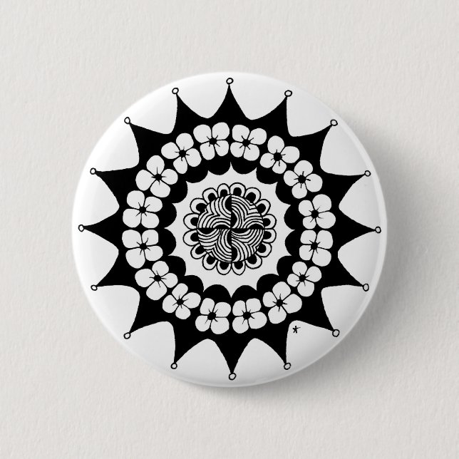 Badge Rond 5 Cm Couronne de fleurs Zen Mandala (Devant)