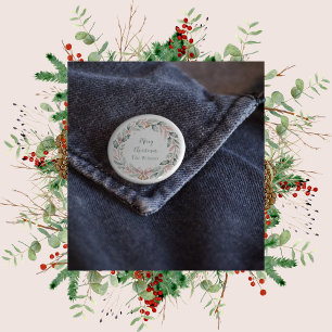 Badge Rond 5 Cm Couronne de Noël personnalisée
