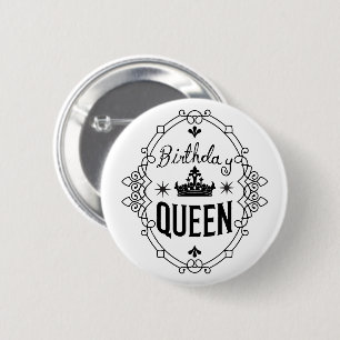 Badge Rond 5 Cm Couronne de Reine d'Anniversaire Élégante Typograp