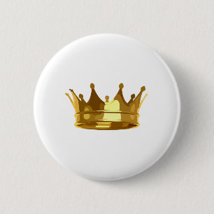 Badge Rond 5 Cm Couronne dorée royale brillante pour roi ou reine