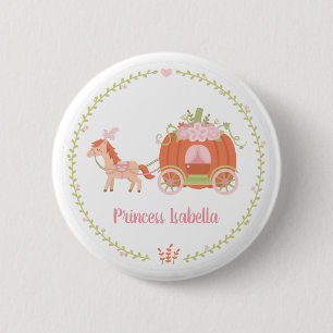 Badge Rond 5 Cm Couronne florale de chariot de cheval de citrouill
