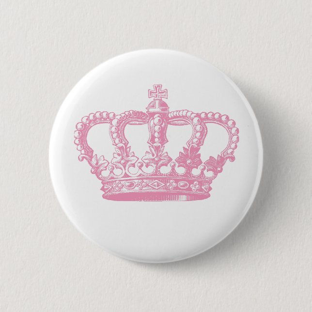 Badge Rond 5 Cm Couronne rose (Devant)