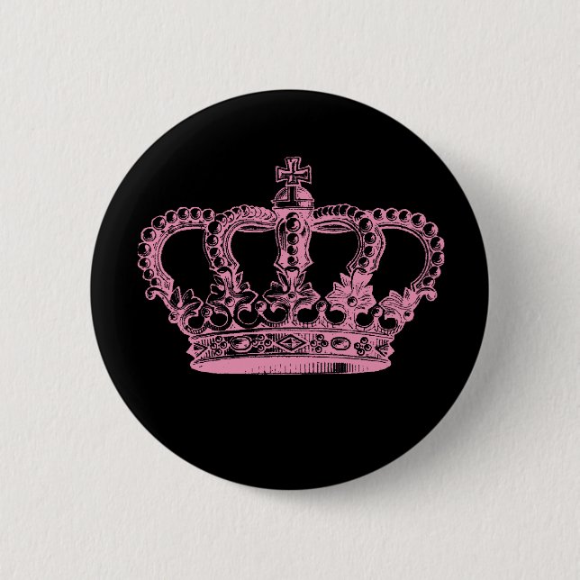Badge Rond 5 Cm Couronne rose (Devant)