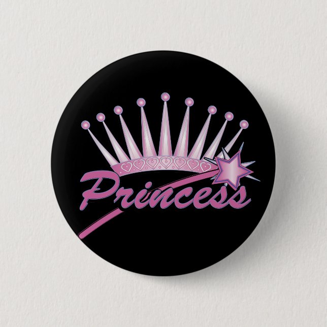 Badge Rond 5 Cm Couronne rose princesse (Devant)