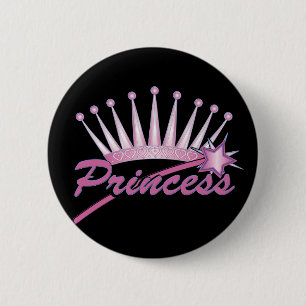 Badge Rond 5 Cm Couronne rose princesse