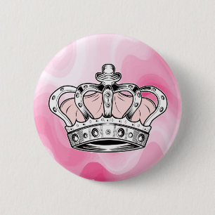 Badge Rond 5 Cm Couronne rose reine glamour esthétique aquarelle r