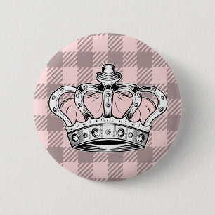 Badge Rond 5 Cm Couronne rose reine glamour royal chic esthétique