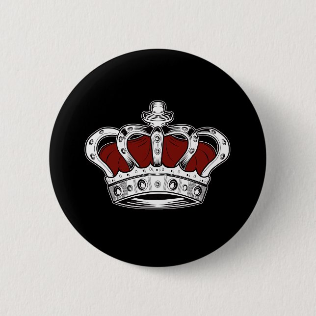 Badge Rond 5 Cm Couronne - Rouge (Devant)