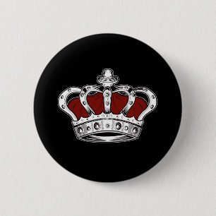 Badge Rond 5 Cm Couronne - Rouge