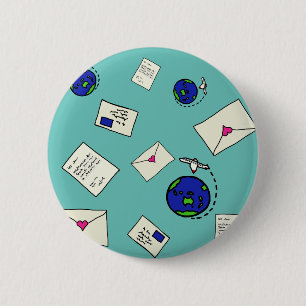 Badge Rond 5 Cm Courrier autour du monde