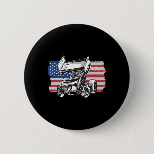 Badge Rond 5 Cm Course de Sprint Car Drapeau Usa