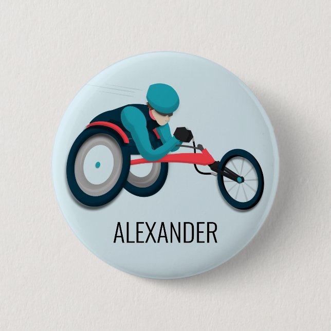 Badge Rond 5 Cm Course en fauteuil roulant (Devant)