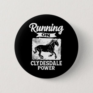 Badge Rond 5 Cm Course Sur Clydesdale Power Horseback équitation