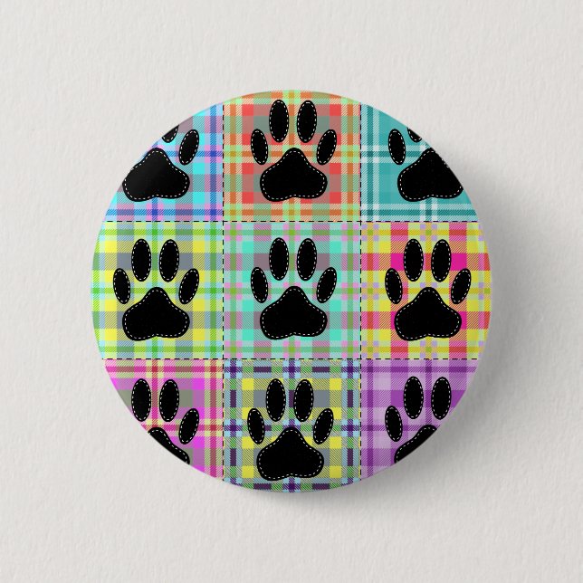 Badge Rond 5 Cm Courte de lit motif empreinte de patte de chien (Devant)